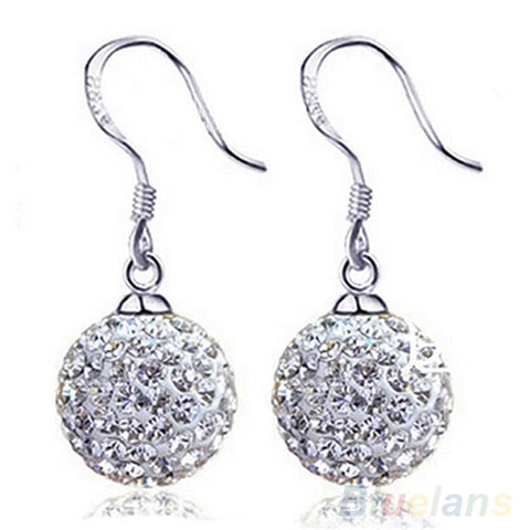 Women's Clear Fashion Silver Plated Soft Ceramic Crystal Hook Dangle Earrings  AQMP