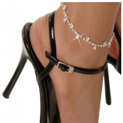 1 pc Silver Crystal Anklet Foot Chain Ankle Bracelet Wedding Women fine Jewelry Gift
