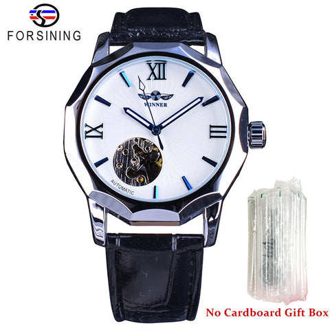 Winner Blue Ocean Geometry Design Transparent Skeleton Dial Men Watch Top Brand Luxury Automatic Fashion Mechanical Watch Clock