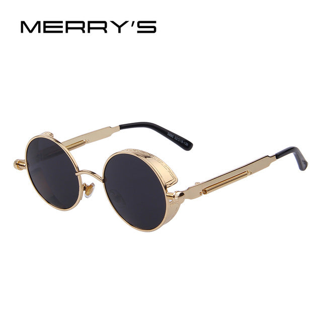 MERRY'S Vintage Women Steampunk Sunglasses Brand Design Round Sunglasses Oculos de sol UV400