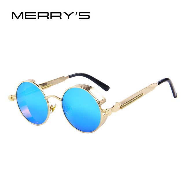 MERRY'S Vintage Women Steampunk Sunglasses Brand Design Round Sunglasses Oculos de sol UV400