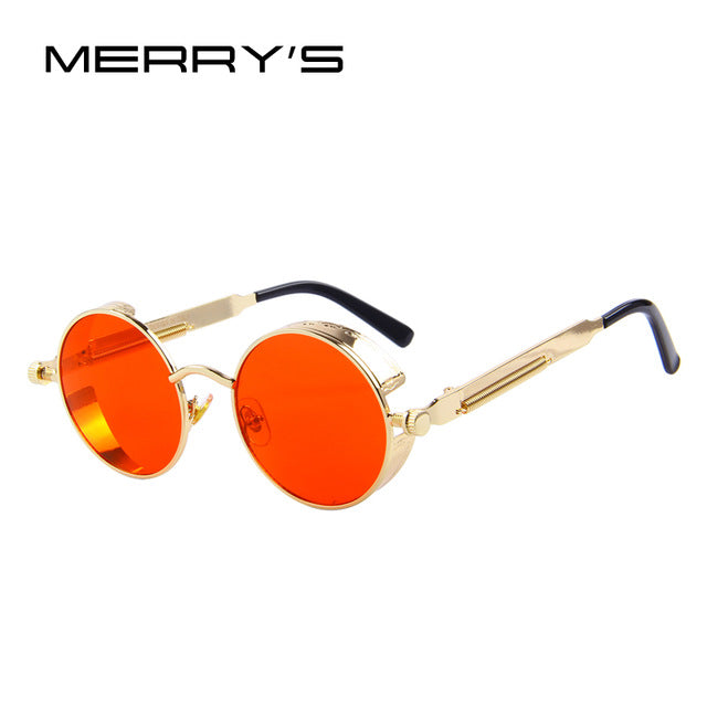 MERRY'S Vintage Women Steampunk Sunglasses Brand Design Round Sunglasses Oculos de sol UV400