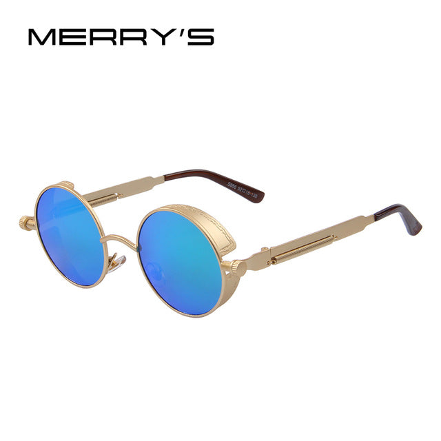 MERRY'S Vintage Women Steampunk Sunglasses Brand Design Round Sunglasses Oculos de sol UV400