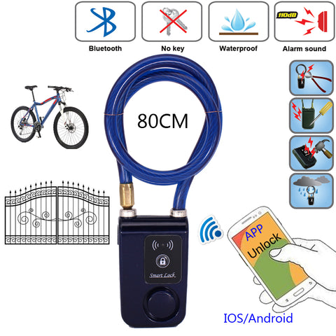 RAYKUBE Electric Smart Door Lock With Bluetooth Phone APP Waterproof Anti Theft Lock 110dB Alarm Wire Rope For Door & Bicycle